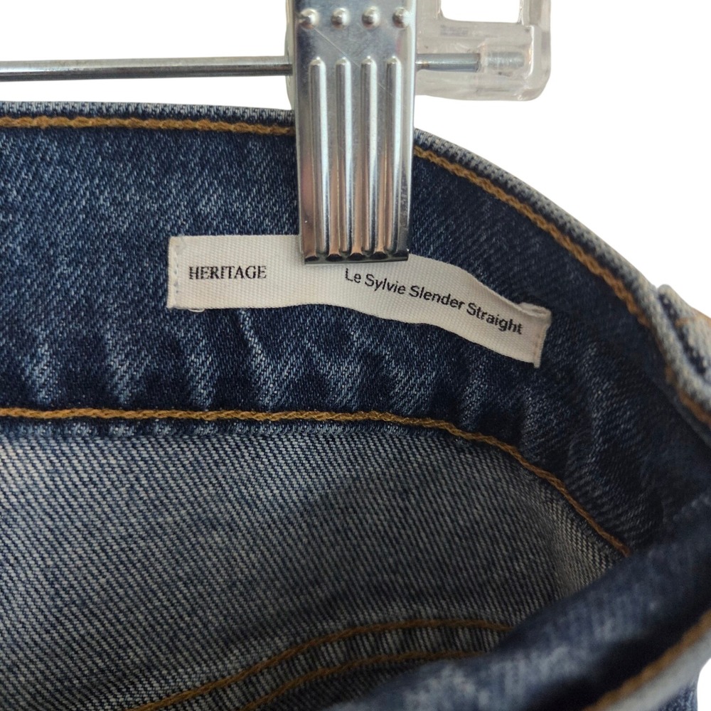 FRAME Le Sylvie Slender Straight Jeans Bowie Heritage Blue High Rise Sz 26 Denim - Picture 4 of 8